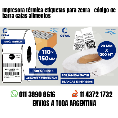 Impresora térmica etiquetas para zebra  código de barra cajas alimentos